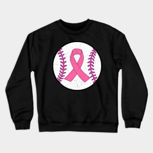 Baseball Player Pink Ribbon Breast Cancer Awareness Crewneck Sweatshirt